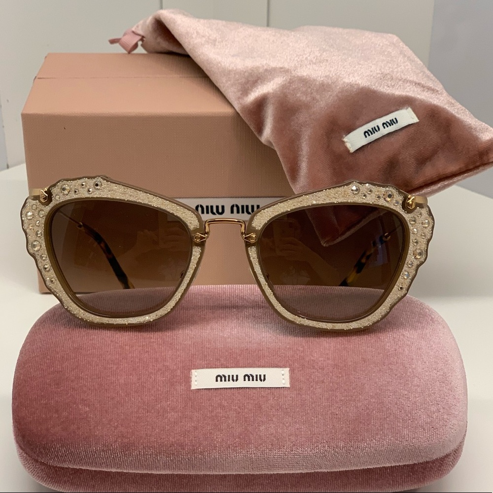 MIU MIU Crystal Embellished Sunglasses.